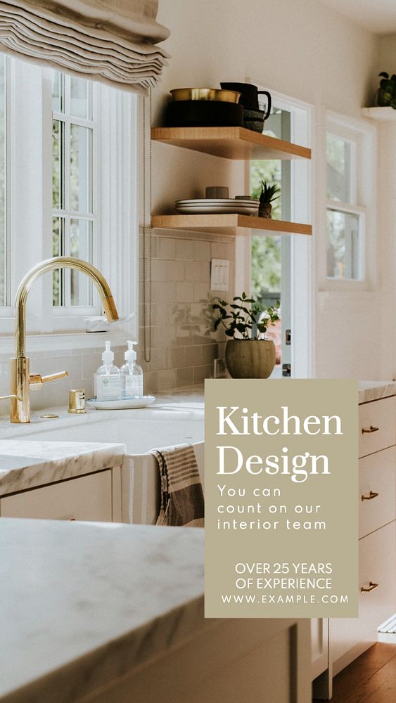 Kitchen design Instagram story template, editable text