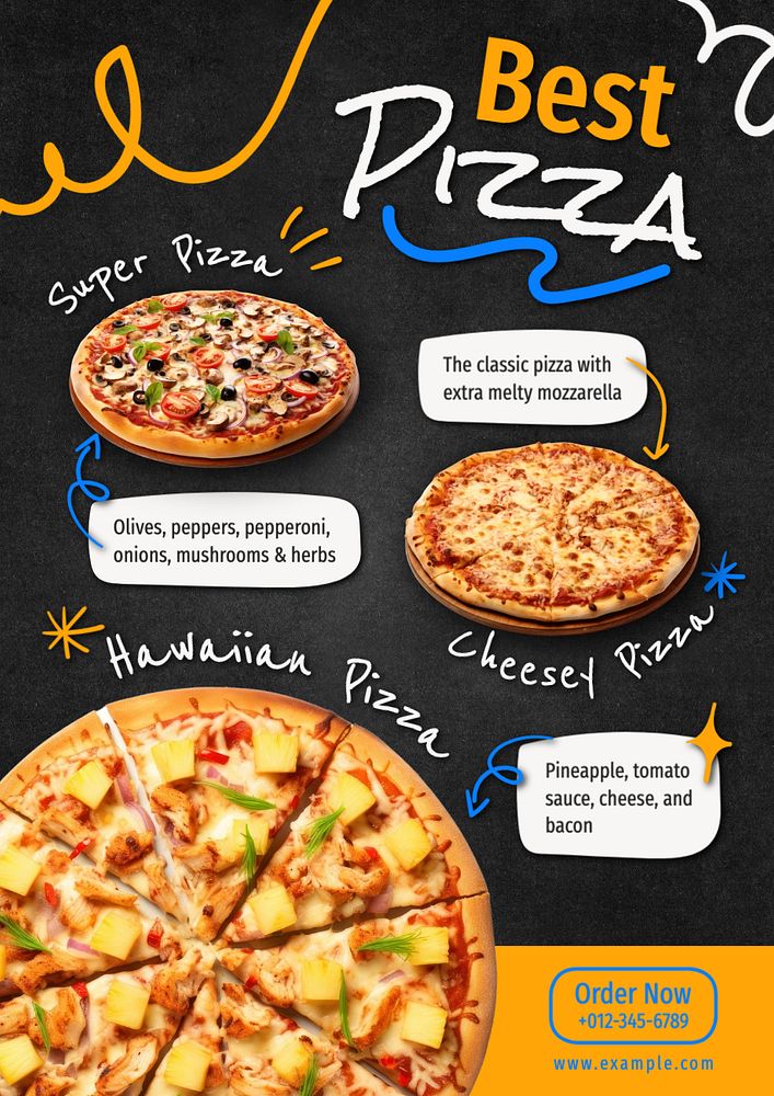 Pizza menu template, editable text | Premium Editable Template - rawpixel