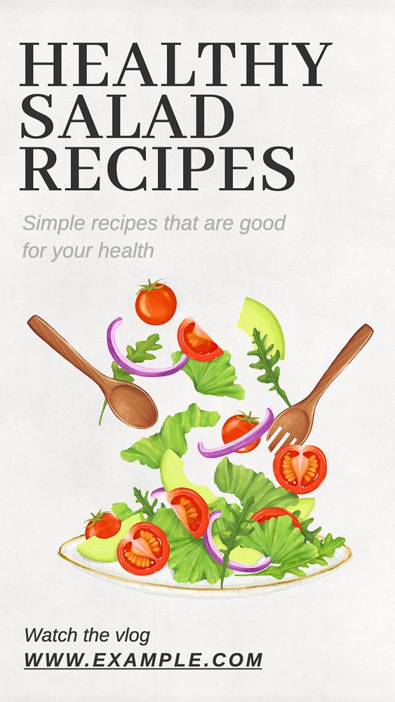 Healthy salad recipes Facebook story template, editable design