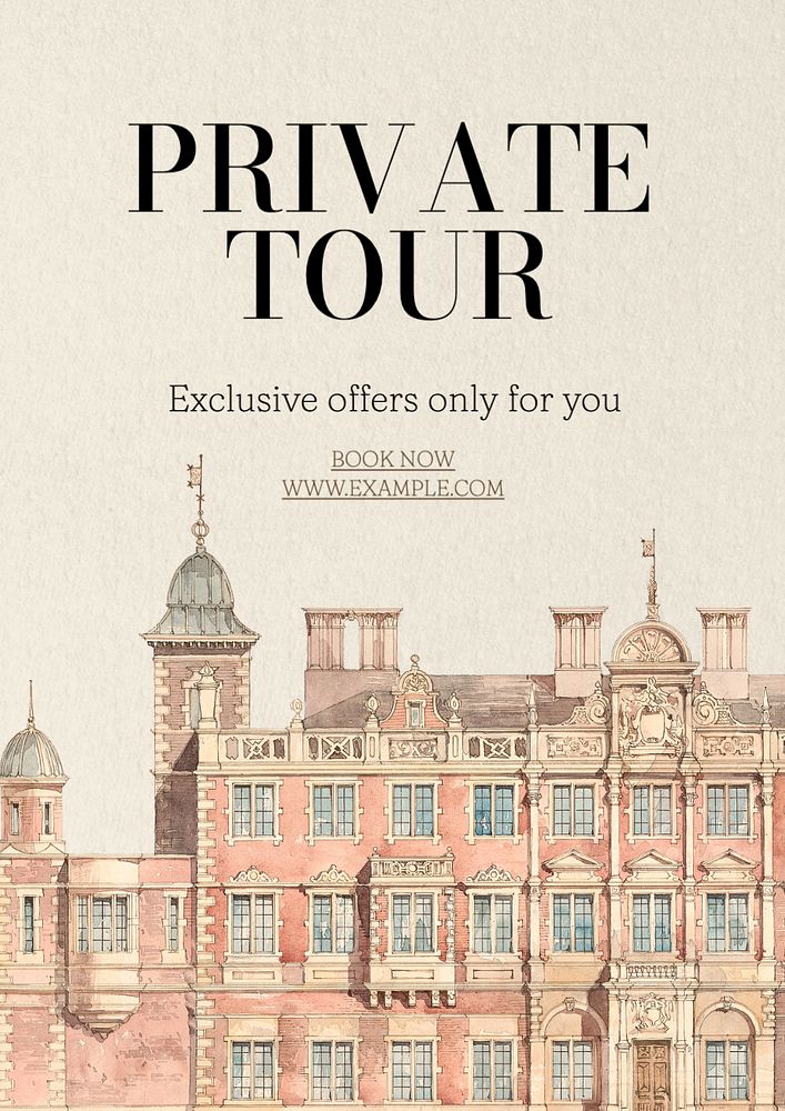 Private tour poster template, editable text and design