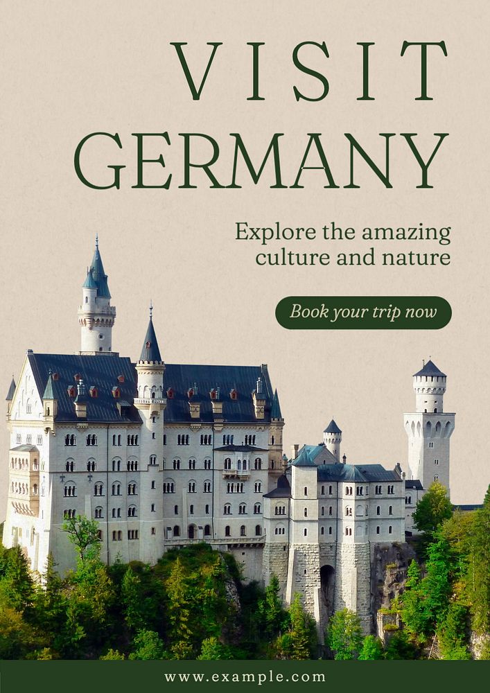 Visit Germany poster template, editable text and design