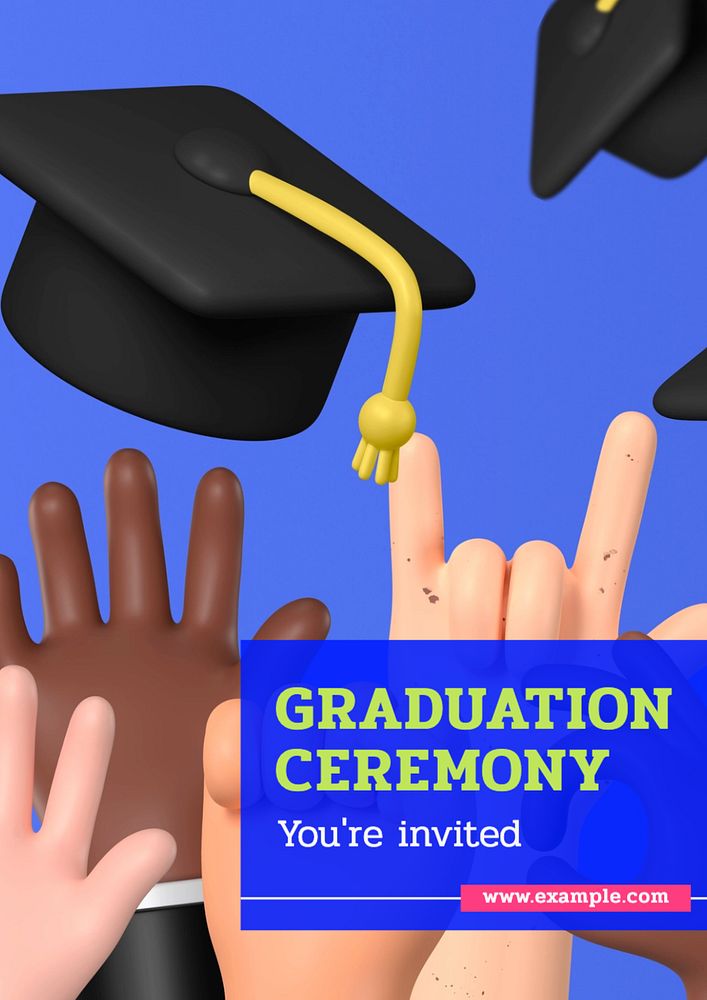 Graduation ceremony poster template, editable text and design