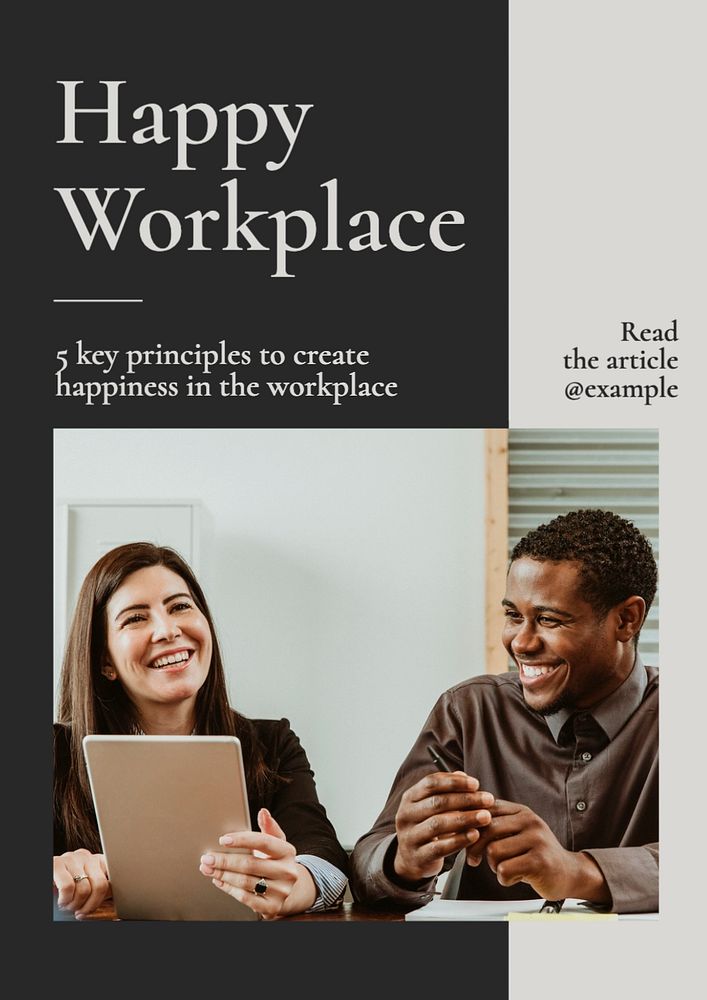 Happy workplace poster template, editable text and design