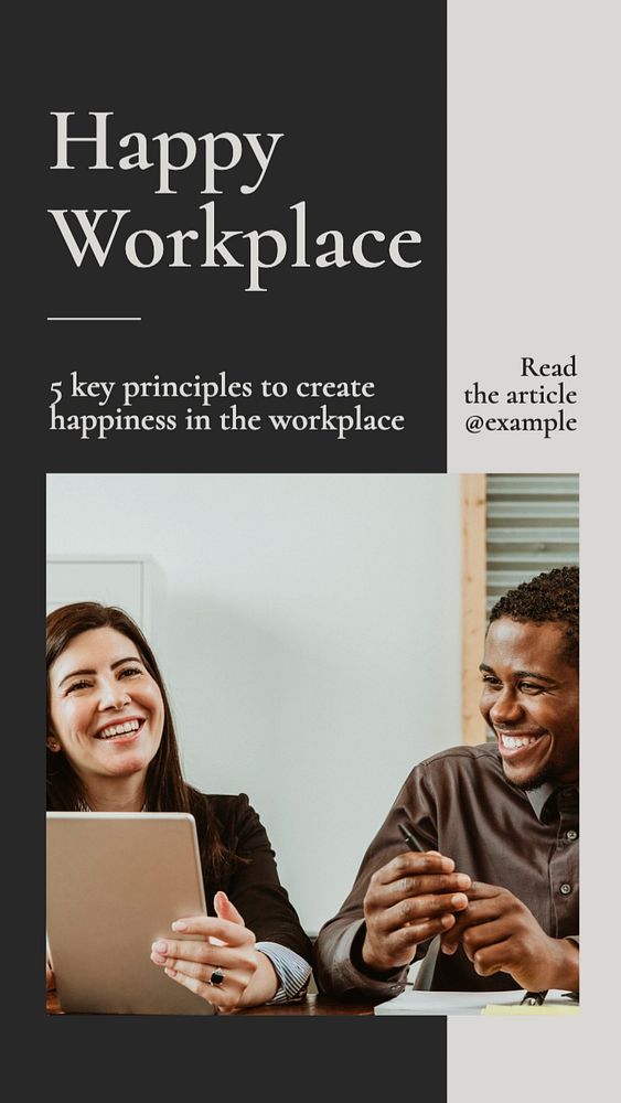 Happy workplace Instagram story template, editable text