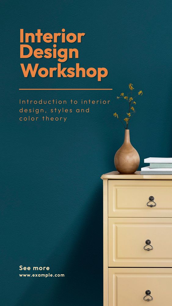 Interior design workshop  Instagram story template, editable text