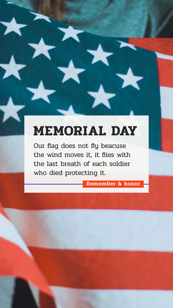 Memorial day Instagram story template, editable text