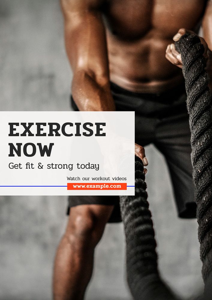 Exercise now poster template, editable text and design