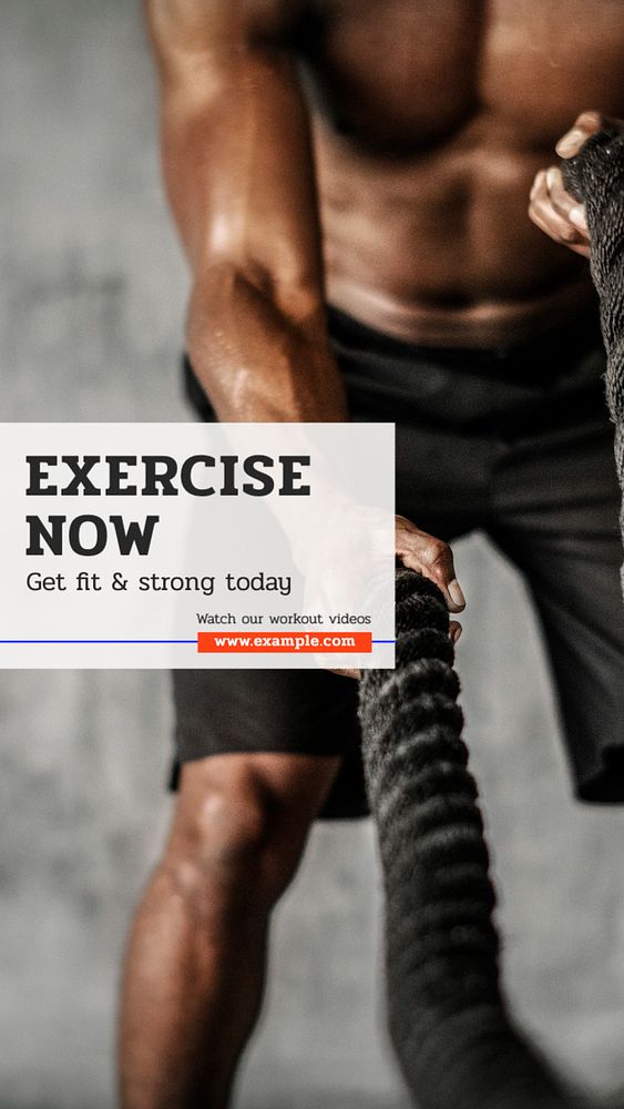 Exercise now Instagram story template, editable text