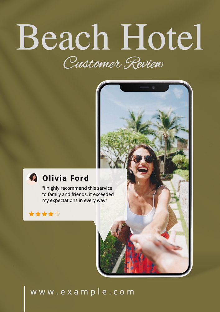 Customer review poster template, editable text and design