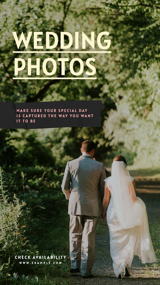 Wedding photos Instagram story template, editable text