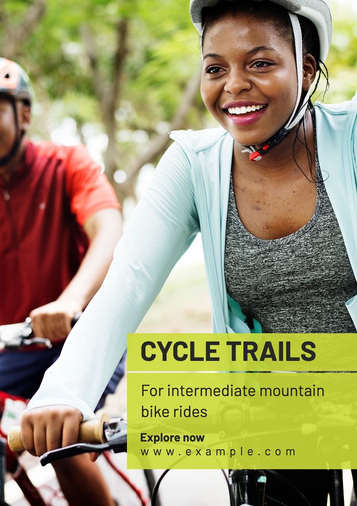 Cycle trails poster template, editable text and design