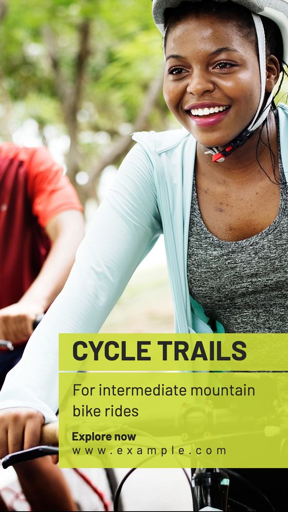 Cycle trails Instagram story template, editable text