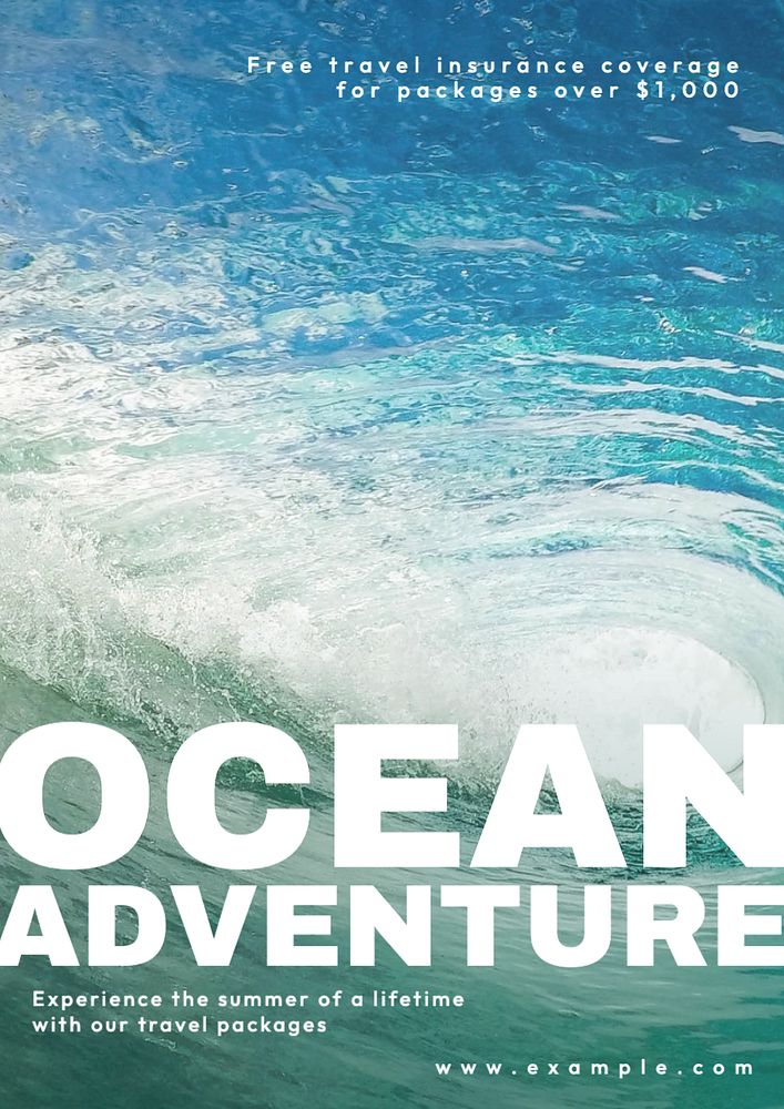 Ocean adventure  poster template, editable text and design