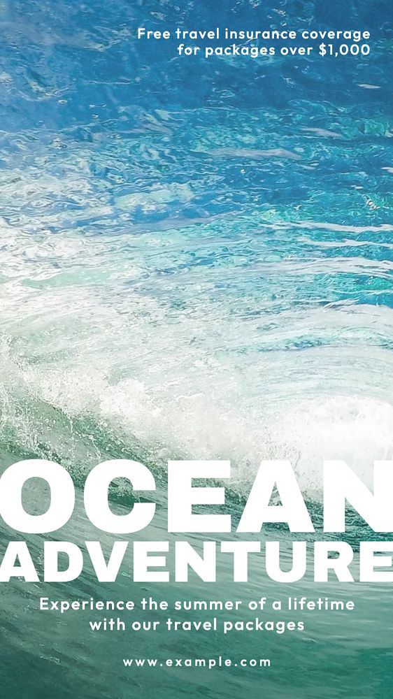 Ocean adventure  Instagram story template, editable text