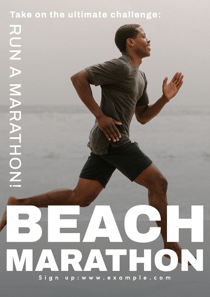 Beach marathon  poster template, editable text and design