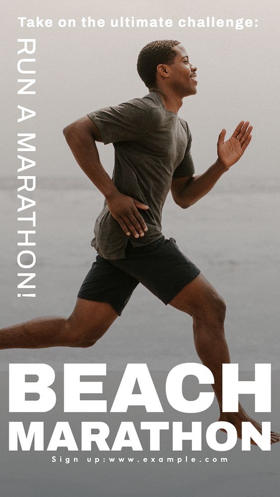 Beach marathon  Instagram story template, editable text