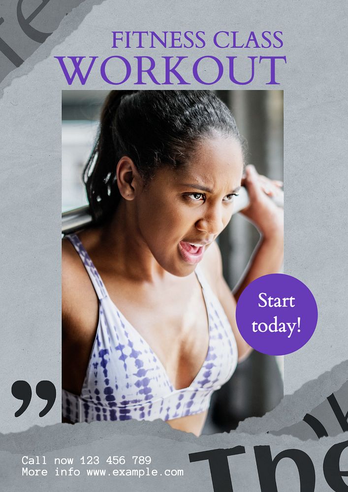 Gym Fitness Class poster template, editable text and design