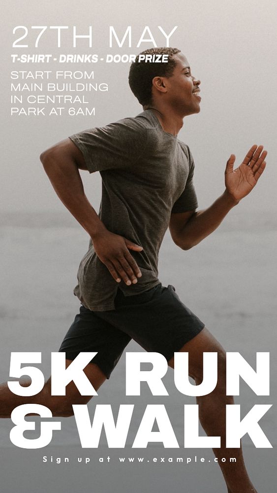 Running event  Instagram story template, editable text