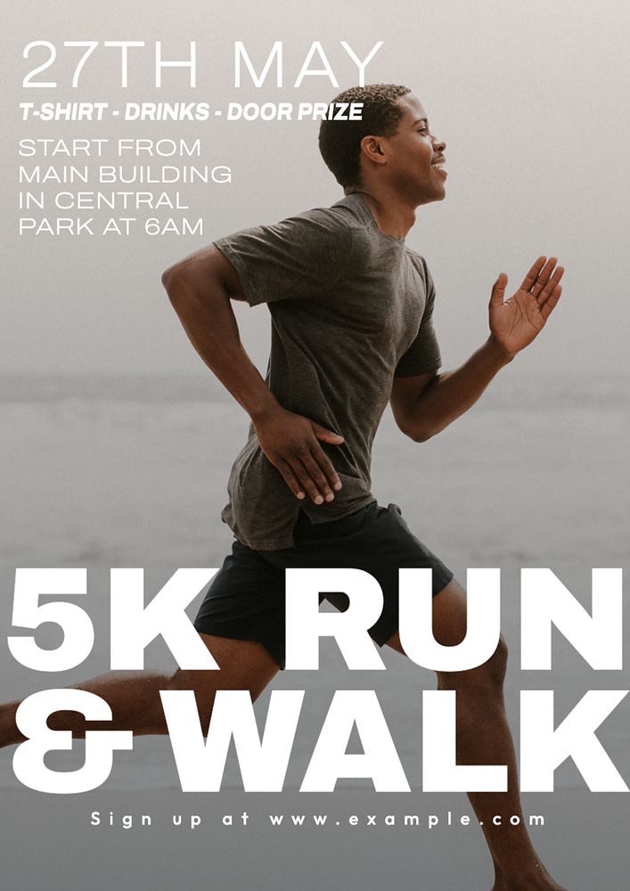 Running event  poster template, editable text and design