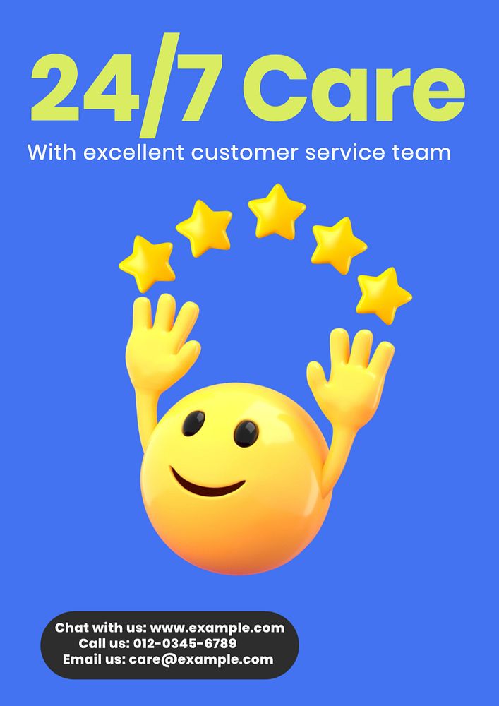 Customer support poster template, editable text and design