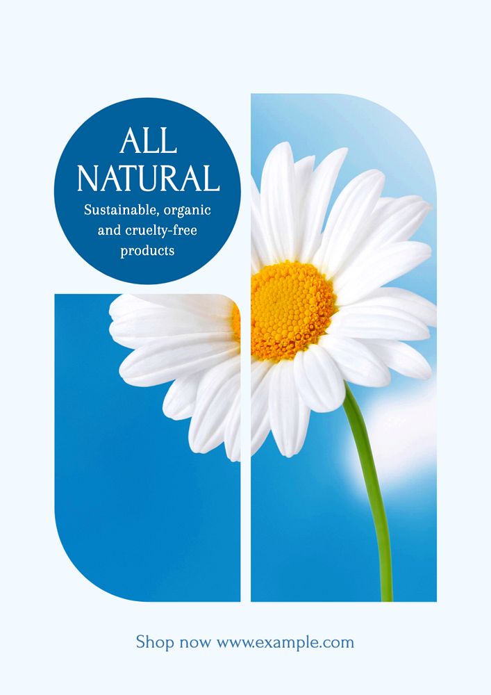 All natural poster template, editable text and design