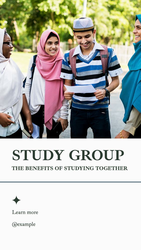 Study group Instagram story template, editable text