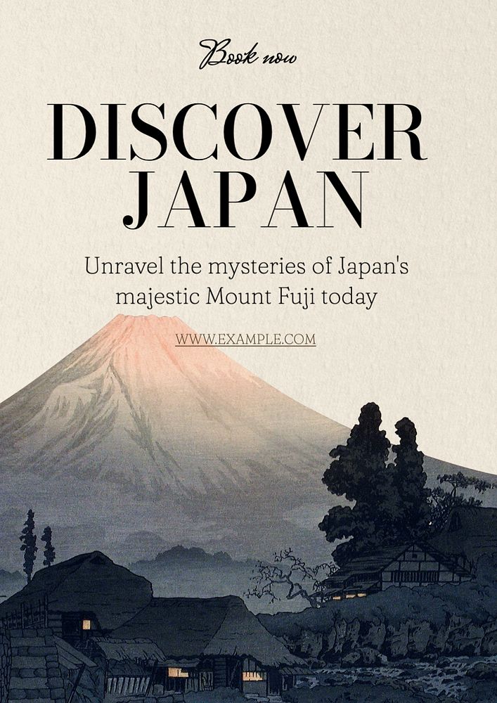 Discover Japan poster template, editable text and design