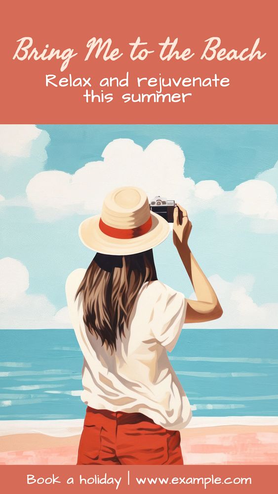 Beach travel Instagram story template, editable text