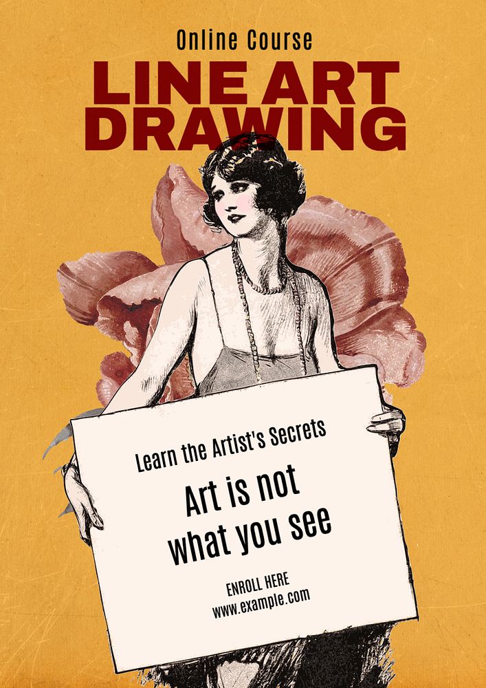 Drawing course  poster template, editable text and design