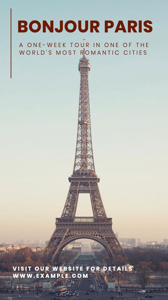 Paris travel Instagram story template, editable text