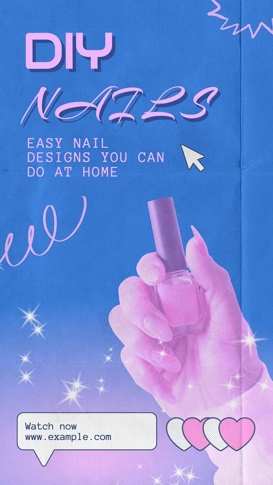 DIY nails Instagram story template, editable text