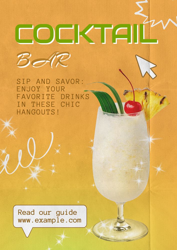 Cocktail bars poster template, editable text and design