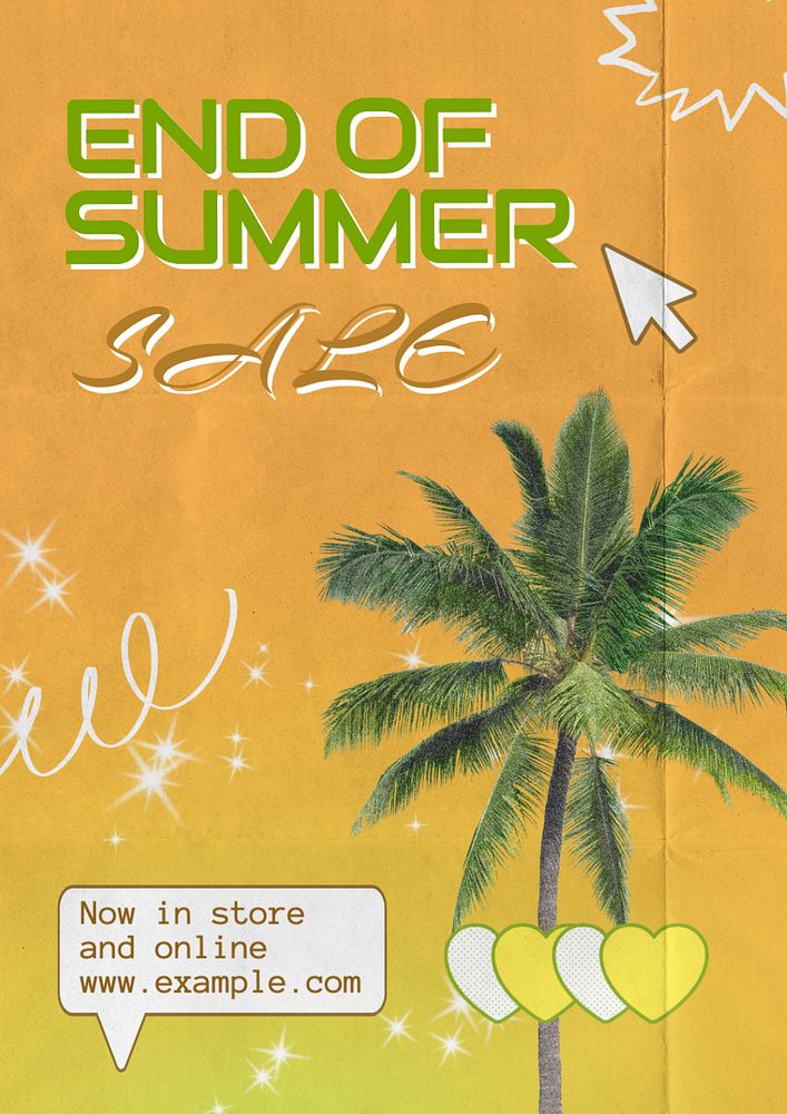 Summer sale poster template, editable text and design