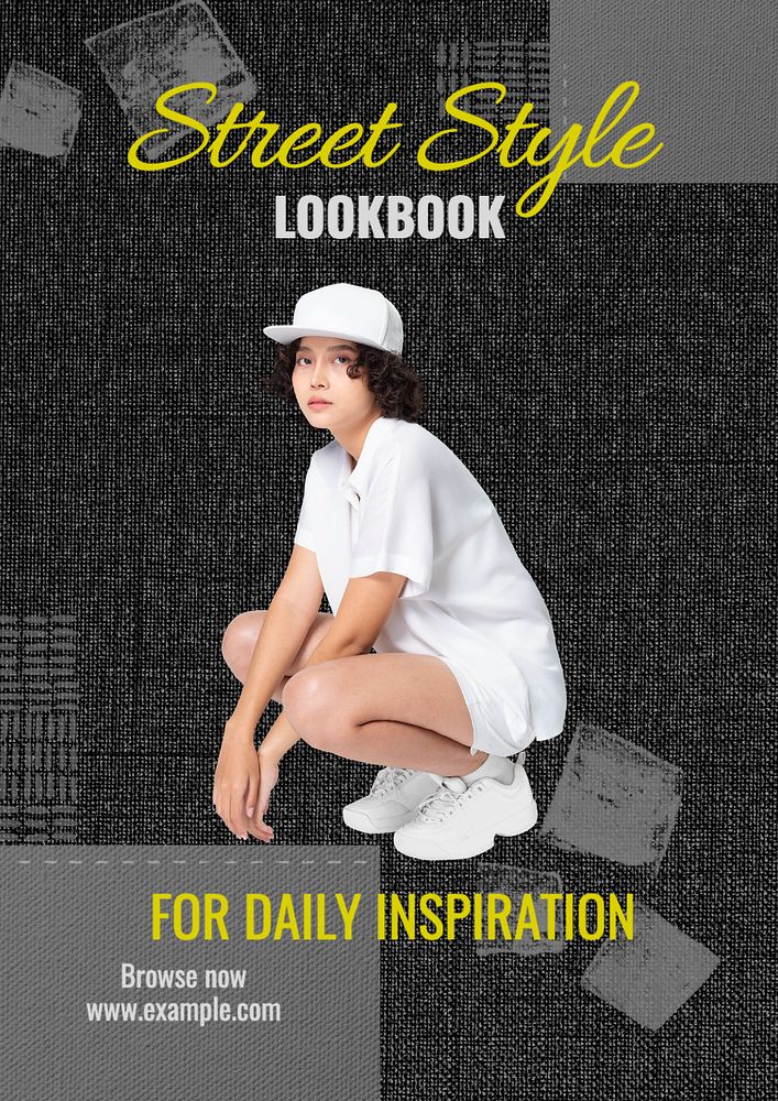 Street style lookbook  poster template, editable text and design