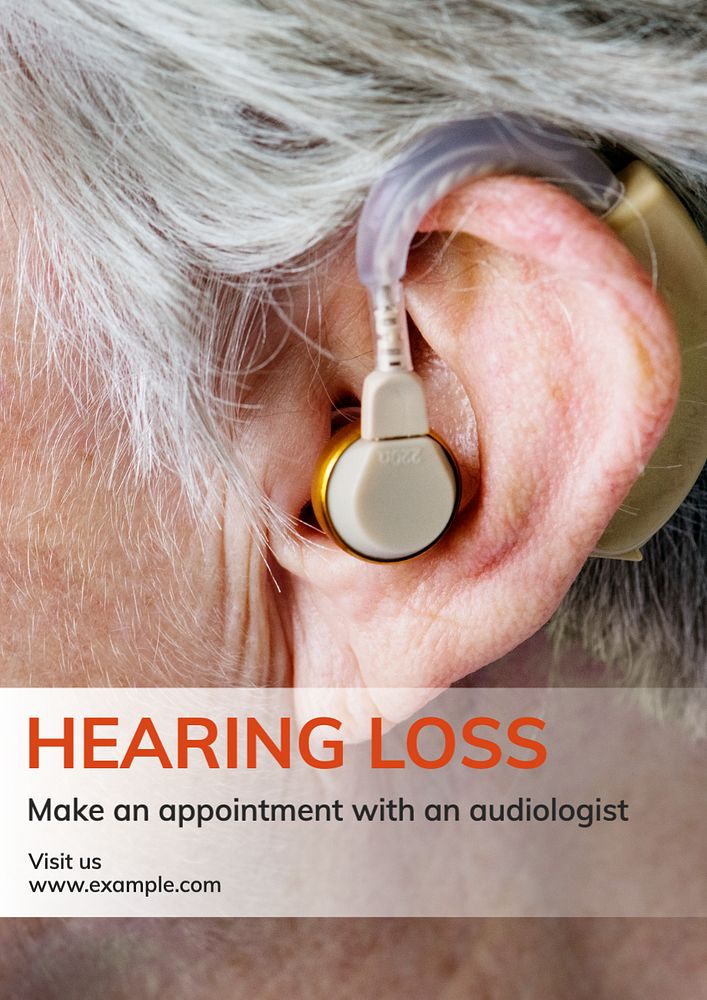 Hearing loss poster template, editable text and design