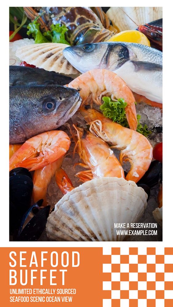 Seafood buffet Instagram story template, editable text