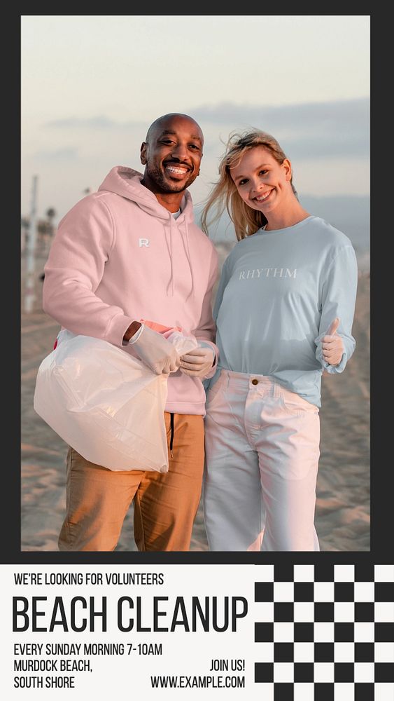 Beach cleanup Instagram story template, editable text