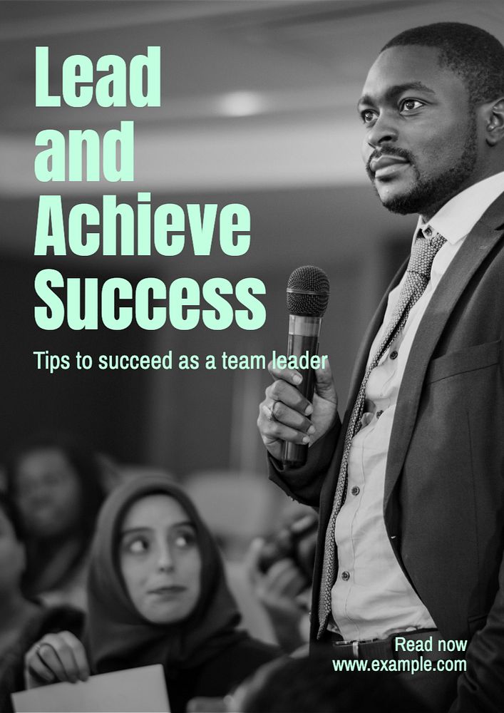 Team leader tips poster template, editable text and design