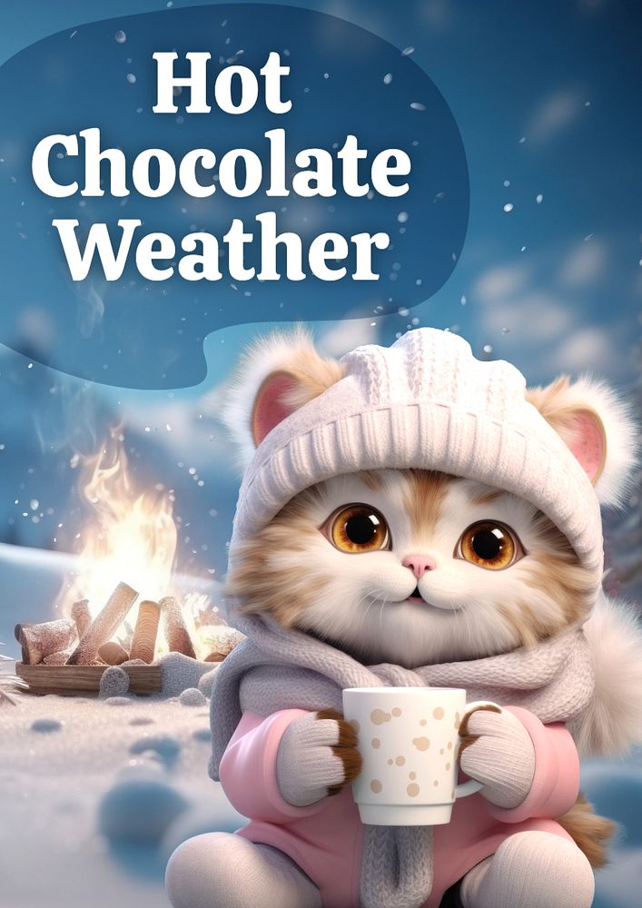 Hot chocolate weather poster template, editable text and design