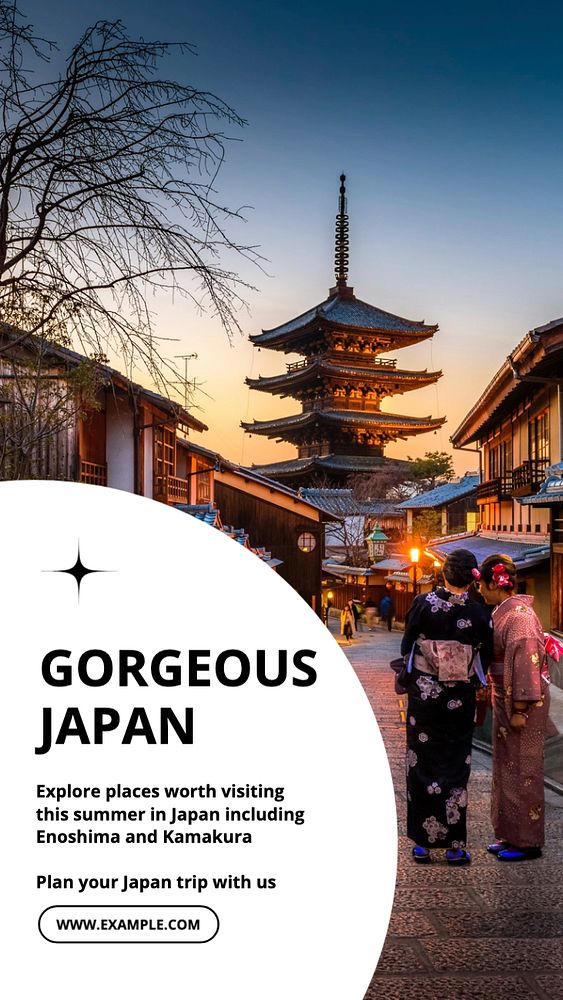 Japan travel ads Instagram story template, editable text