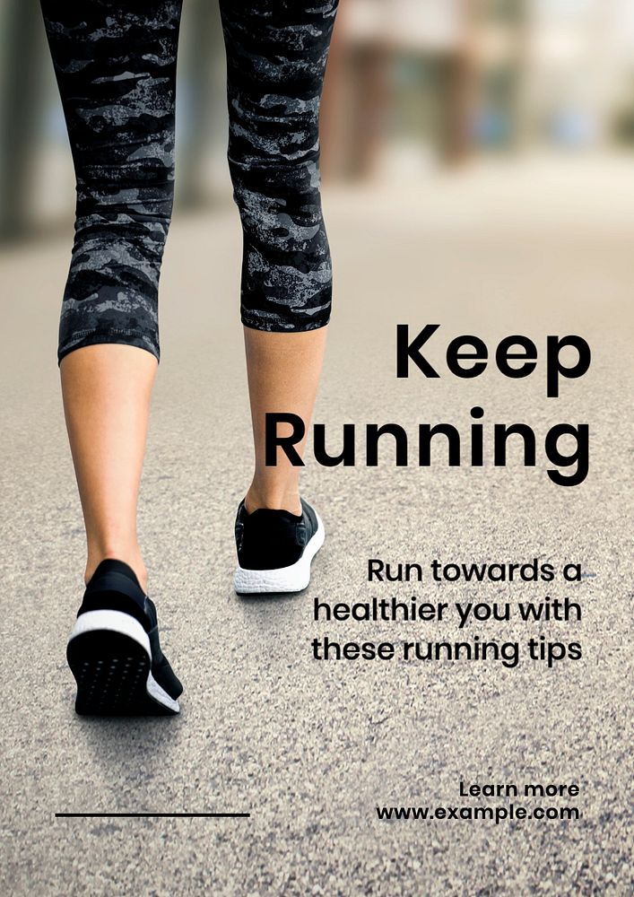 Keep running poster template, editable text and design