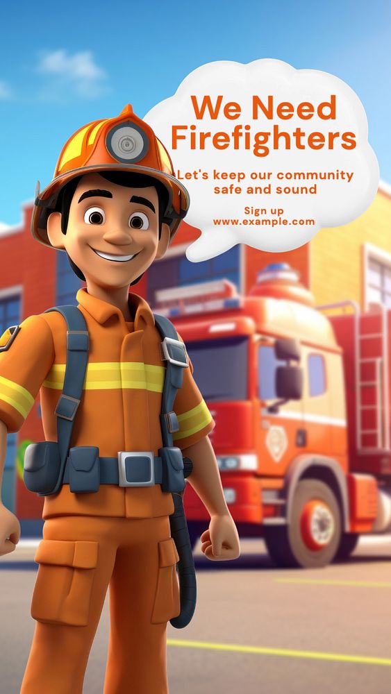 We need firefighters Instagram story template, editable text