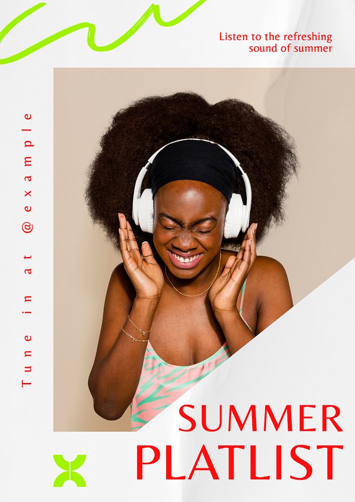 Summer playlist poster template, editable text and design