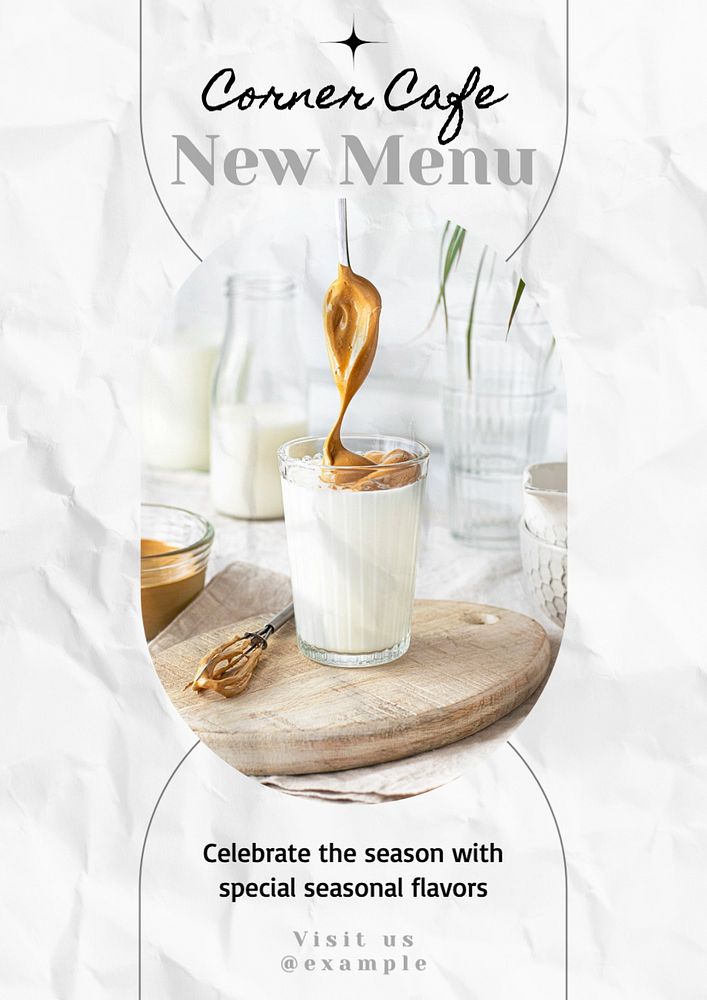 New menu poster template, editable text and design