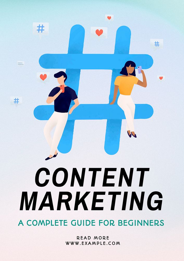 Content marketing poster template, editable text and design