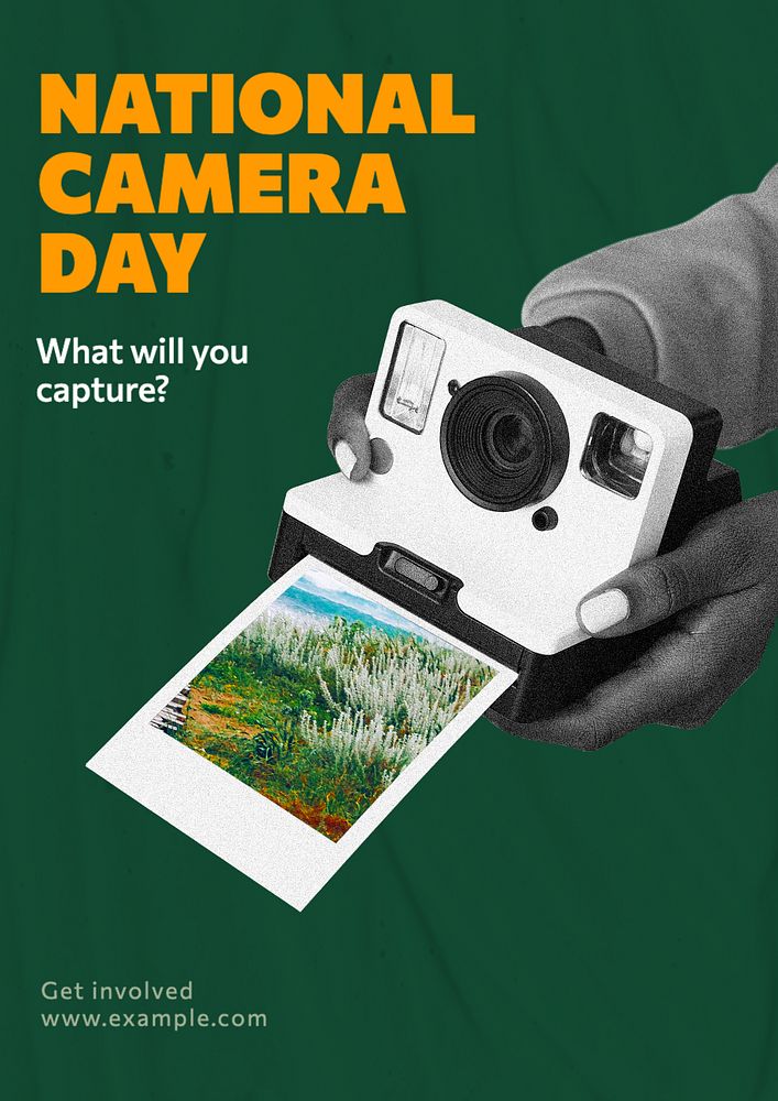 National camera day poster template, editable text and design