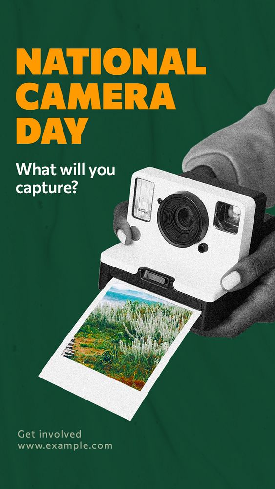 National camera day Instagram story template, editable text