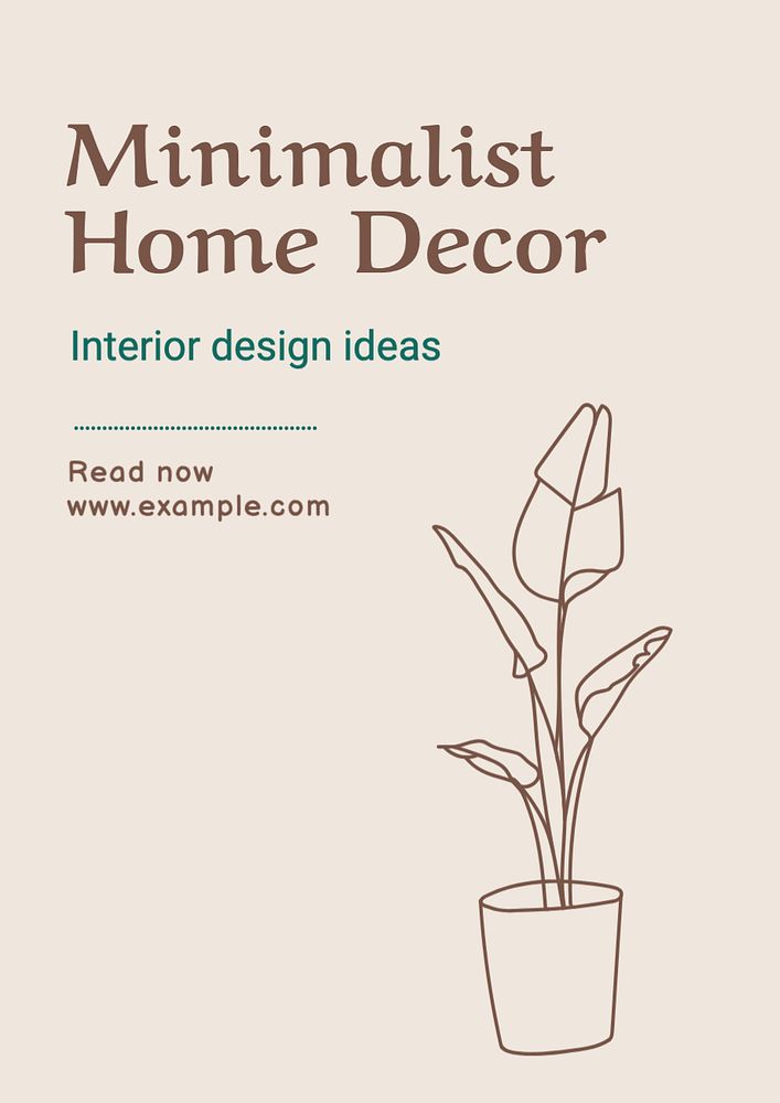 Minimalist home decor poster template, editable text and design