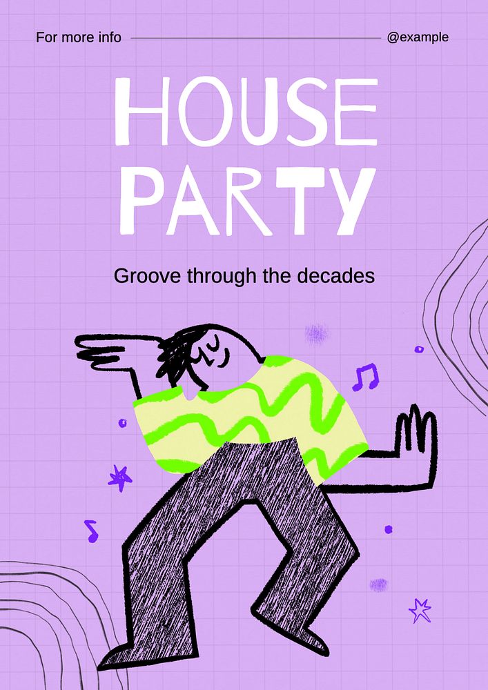 House party poster template, editable text and design