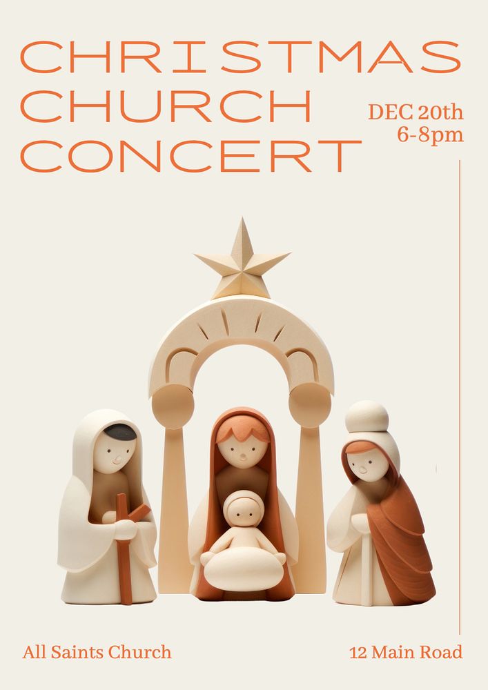 Christmas Church Concert poster template, editable text and design